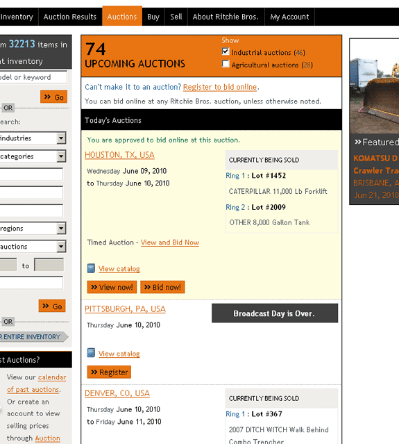 Find the auction on the calendar
