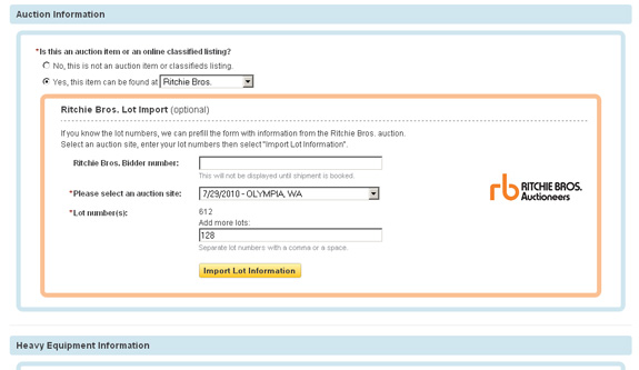 Importer les informations du matériel depuis rbauction.com