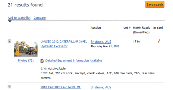 Add items to your watchlist and know when items arrive in the yard or are about to be sold