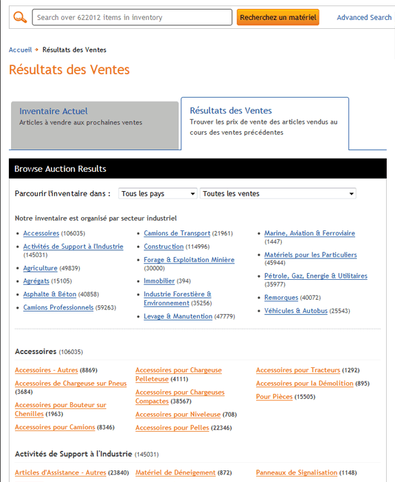 Recherchez des résultats des ventes